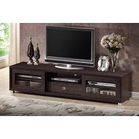 Baxton Studio Wholesale Interiors Beasley TV Cabinet with 2 Sliding Doors and Drawer, 70", Dark Brown