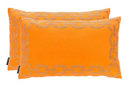 Safavieh Collection Sibine Orange Throw Pillows (12" x 20") (Set of 2), 12"x22"