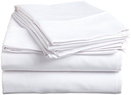 Sleepwell Bedding Luxury Egyptian Cotton 300-Thread-Count Sateen 4 PCs Full-XL Sheet Set (+6 Inch) Pocket Depth, White Solid