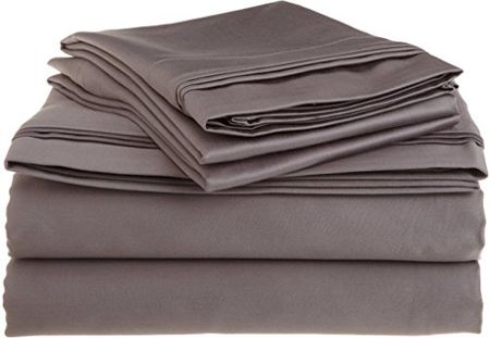 Sleepwell Bedding Luxury Egyptian Cotton 400-Thread-Count Sateen 4 PCs Full-XL Sheet Set (+11 Inch) Pocket Depth, Dark Grey Solid