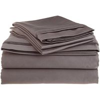 Sleepwell Bedding Luxury Egyptian Cotton 500-Thread-Count Sateen 4 PCs Full Sheet Set (+15 Inch) Pocket Depth, Dark Grey Solid