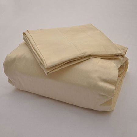Sleepwell Bedding Luxury Egyptian Cotton 600-Thread-Count Sateen 4 PCs Full-XL Sheet Set (+18 Inch) Pocket Depth, Ivory Solid