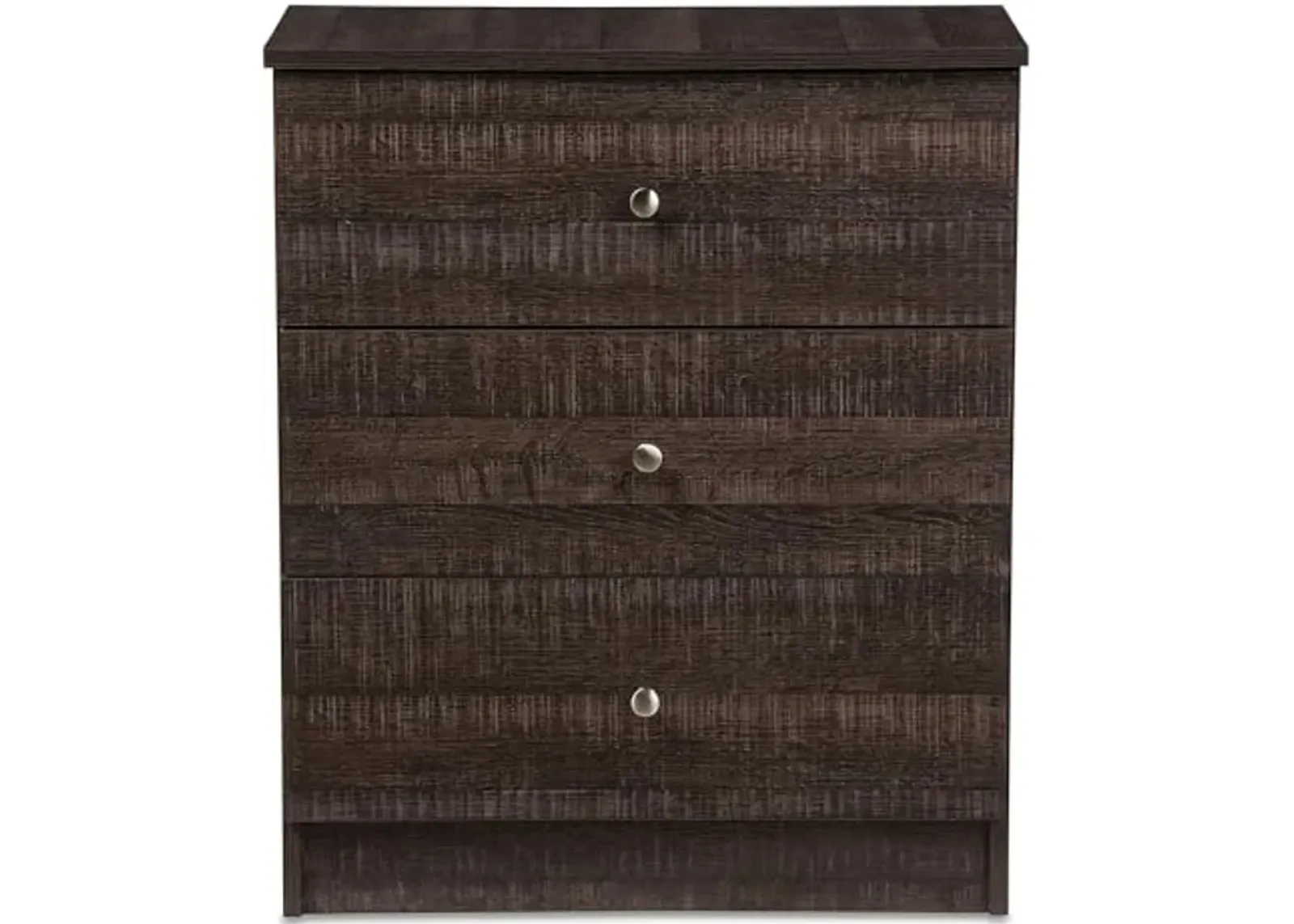 Baxton Studio Decon 25.6-inch High 3-Drawer Chest, Brown (119-6495-HiT)