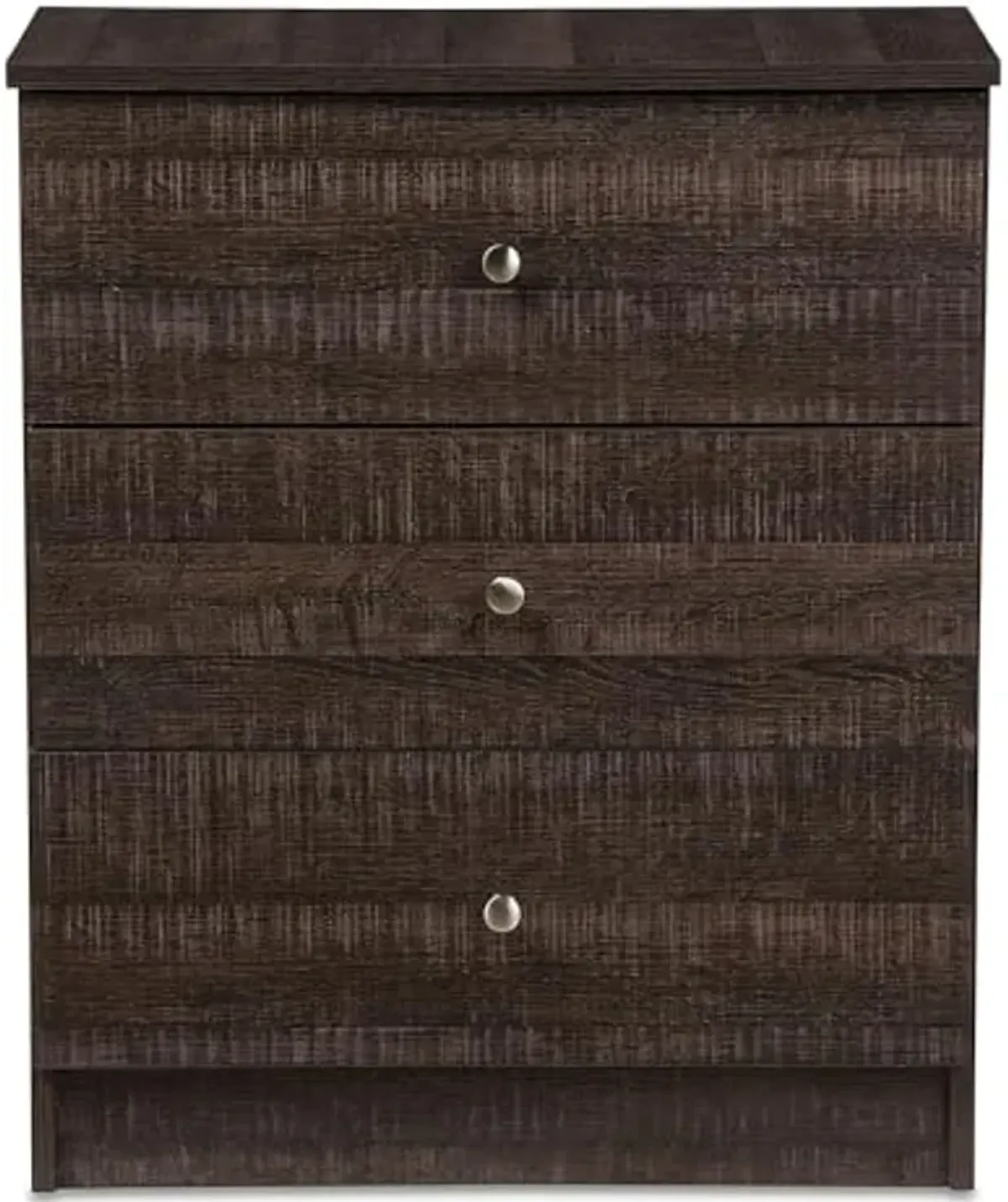 Baxton Studio Decon 25.6-inch High 3-Drawer Chest, Brown (119-6495-HiT)