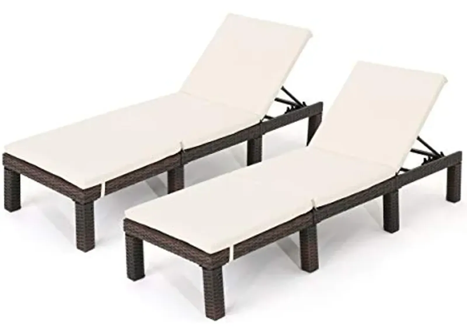 Christopher Knight Home Jamaica Outdoor Wicker Chaise Lounge with Water Resistant Cushion, 2-Pcs Set, Multibrown / Cream