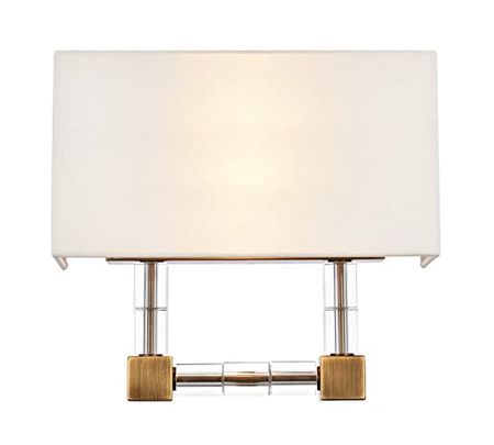 Elegant Lighting 1461W13BB Cristal Collection 2-Light Wall Sconce, 13" Width x 12" Height, Burnished Brass Finish, Crystal