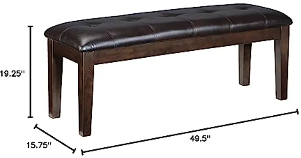 Signature Design by Ashley Haddigan Traditional Upholstered Dining Room Bench, Dark Brown