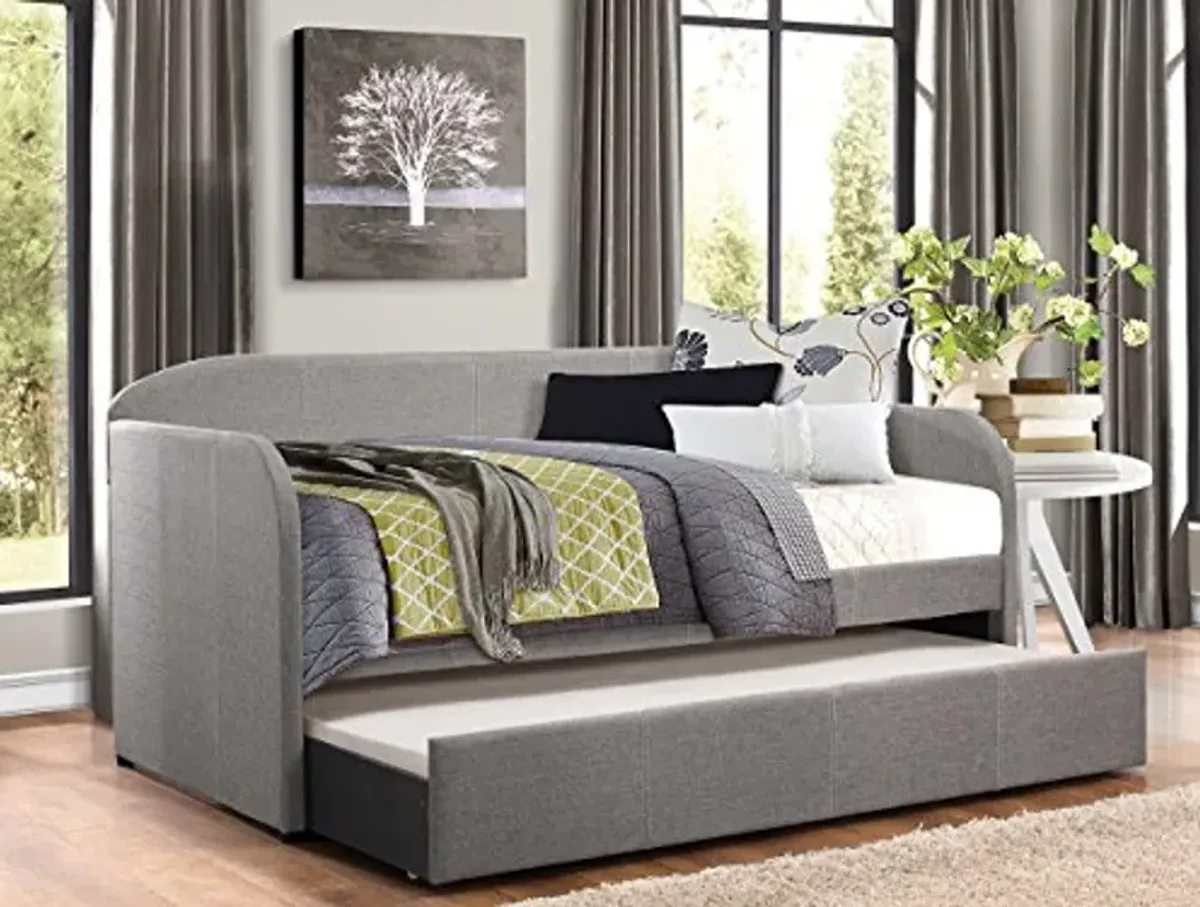 Homelegance Roland Fabric Upholstered Daybed with Trundle, Twin, Gray