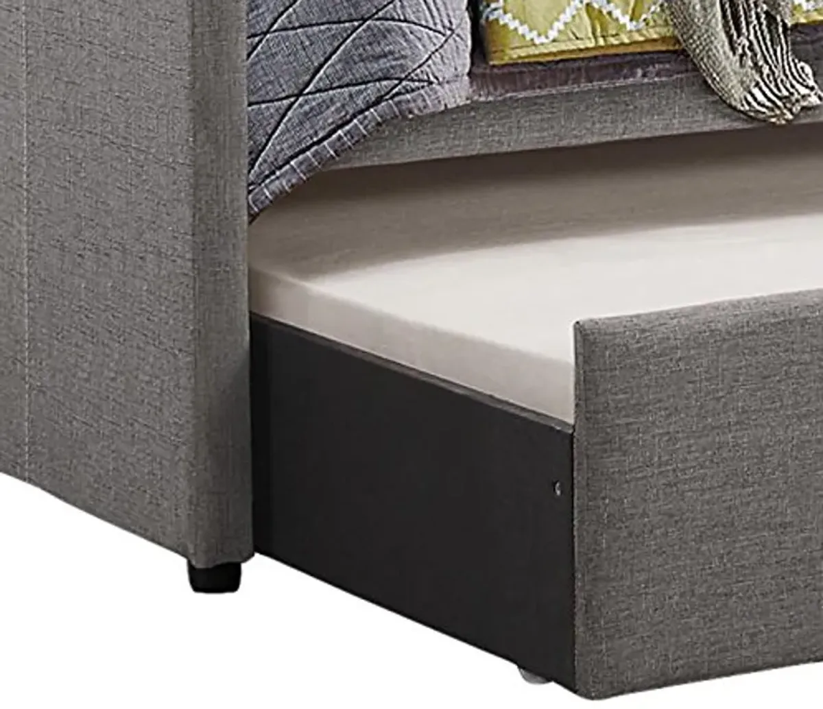 Homelegance Roland Fabric Upholstered Daybed with Trundle, Twin, Gray