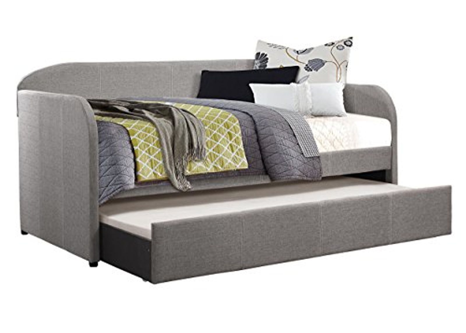 Homelegance Roland Fabric Upholstered Daybed with Trundle, Twin, Gray