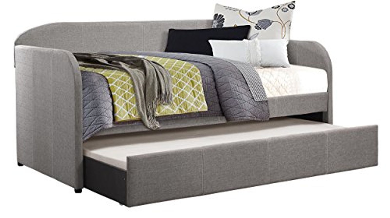 Homelegance Roland Fabric Upholstered Daybed with Trundle, Twin, Gray