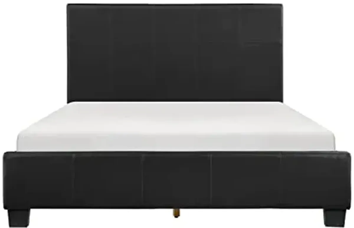 Homelegance Lorenzi Faux Leather Upholstered Platform Bed, Full, Black