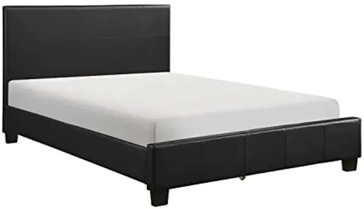 Homelegance Lorenzi Faux Leather Upholstered Platform Bed, Queen, Black