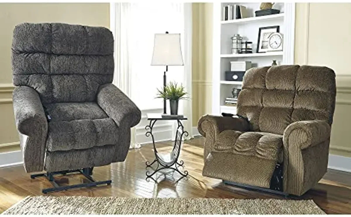 Signature Design by Ashley Ernestine Power Lift Adjustable Recliner for Elderly, Gray