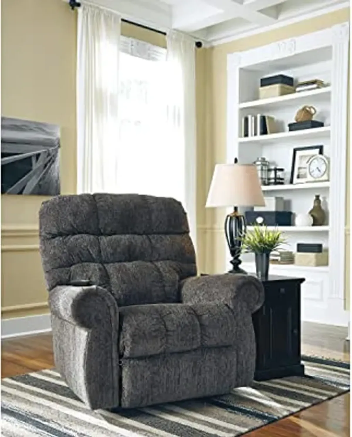 Signature Design by Ashley Ernestine Power Lift Adjustable Recliner for Elderly, Gray