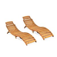 Christopher Knight Home Lahaina Wood Outdoor Chaise Lounge Set, 2-Pcs Set, Natural Yellow