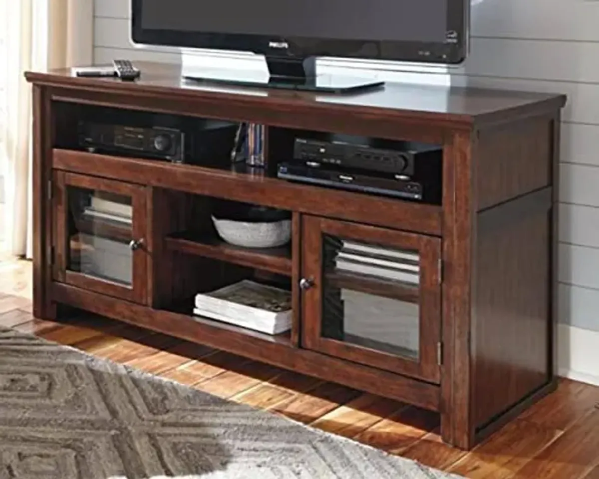 Signature Design by Ashley Harpan Traditional TV Stand Fits TVs up to 58", Adjustable Shelf and 2 Cabinets For Storage, Brown