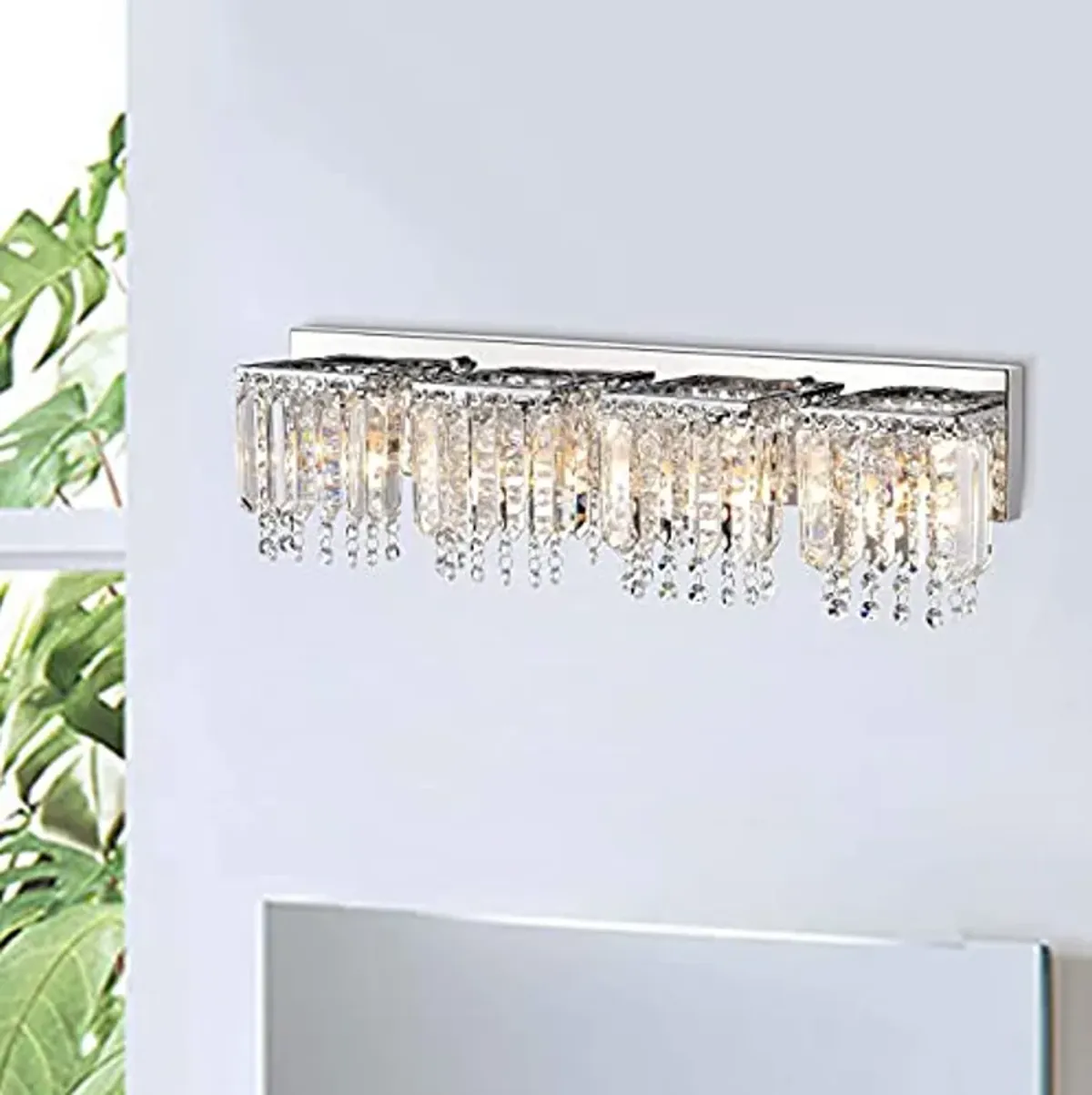 Jojospring Evelyn 4-Light Chrome Finish Crystal Strand Wall Sconce