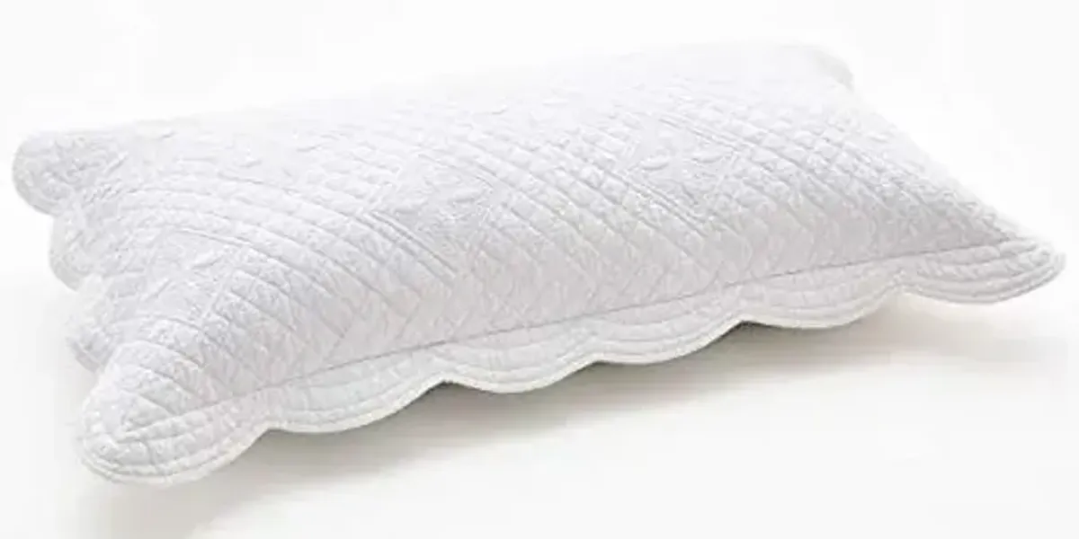 Calla Angel Sage Garden Luxury Pure Cotton Quilted Pillow Sham, King Pillow, 20x36, White