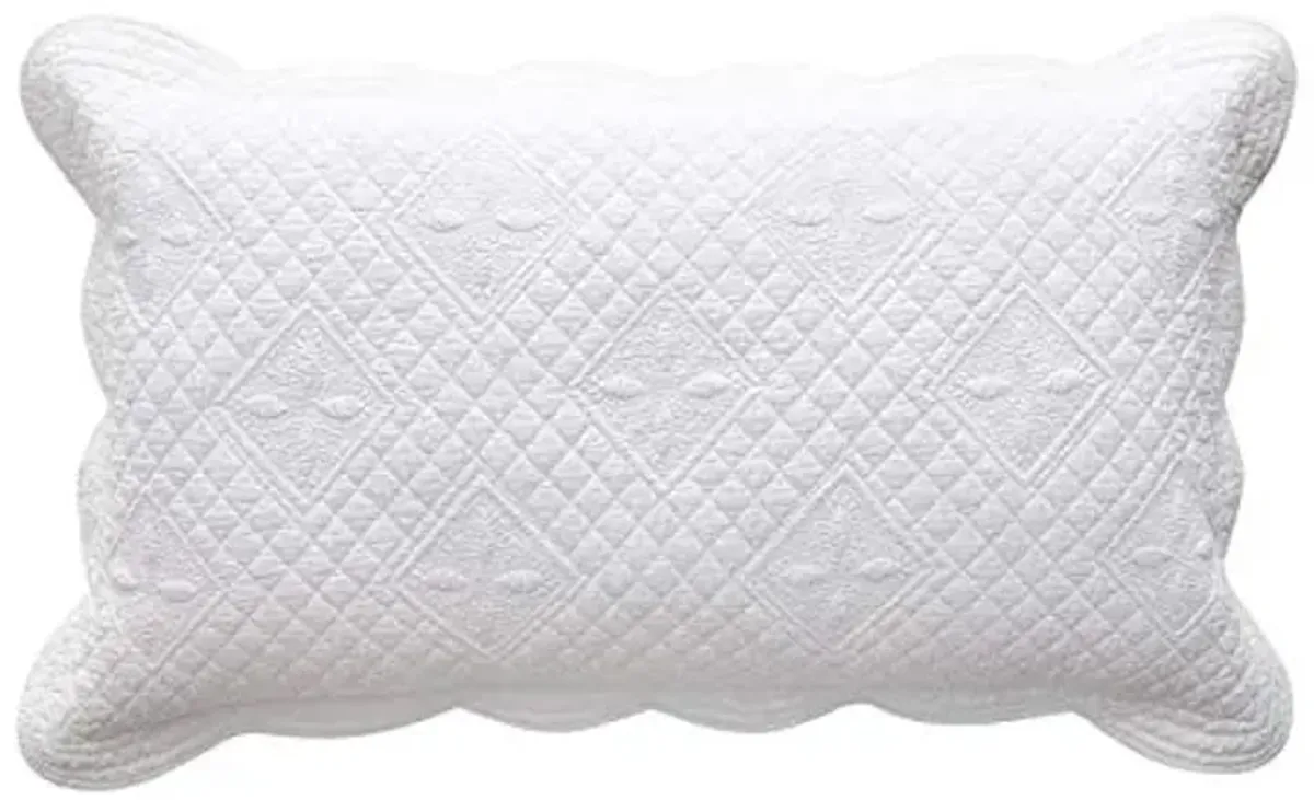 Calla Angel Sage Garden Luxury Pure Cotton Quilted Pillow Sham, King Pillow, 20x36, White