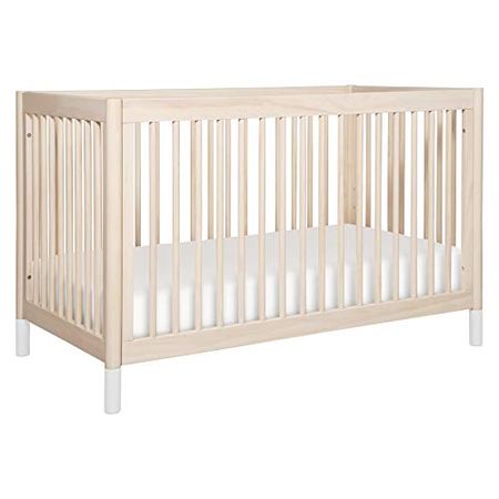 Babyletto Gelato 4-in-1 Convertible Crib with Toddler Bed Conversion in Washed Natural and White, Greenguard Gold Certified