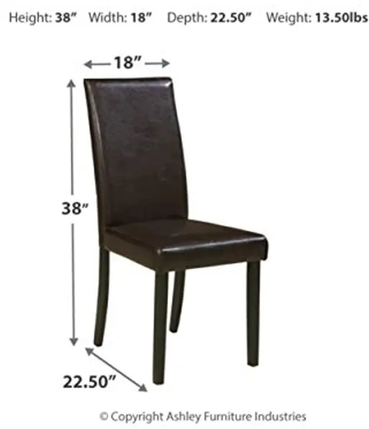 Signature Design by Ashley Kimonte Modern 19" Faux Leather Upholstered Armless Dining Chair, 2 Count, Dark Brown