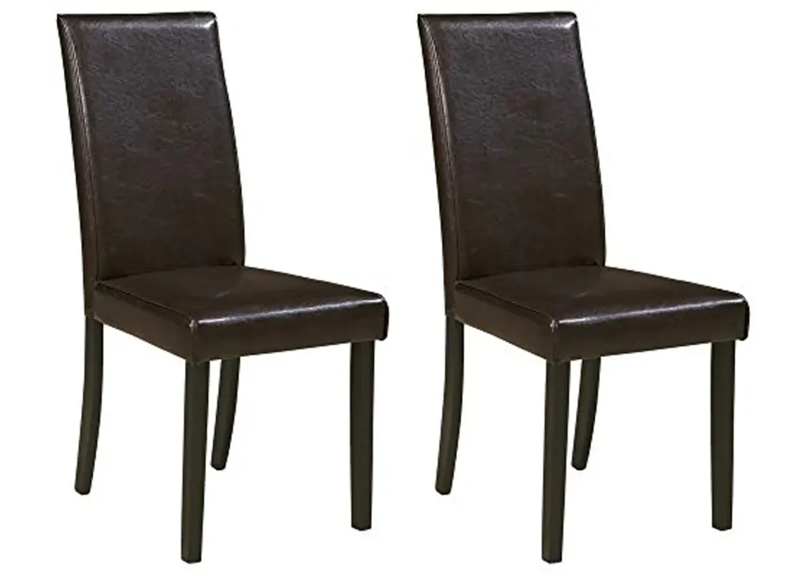 Signature Design by Ashley Kimonte Modern 19" Faux Leather Upholstered Armless Dining Chair, 2 Count, Dark Brown