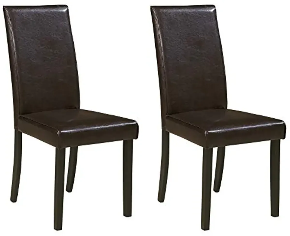 Signature Design by Ashley Kimonte Modern 19" Faux Leather Upholstered Armless Dining Chair, 2 Count, Dark Brown