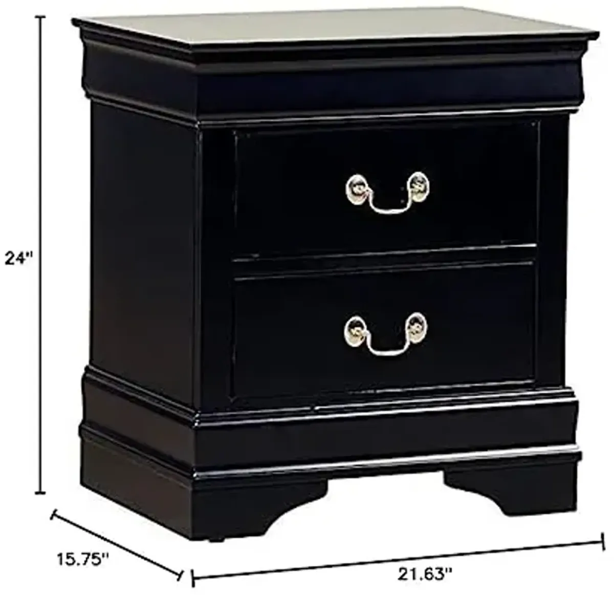 Homelegance 2147BK-4 Mayville 2-Drawer Nightstand, One Size, Black