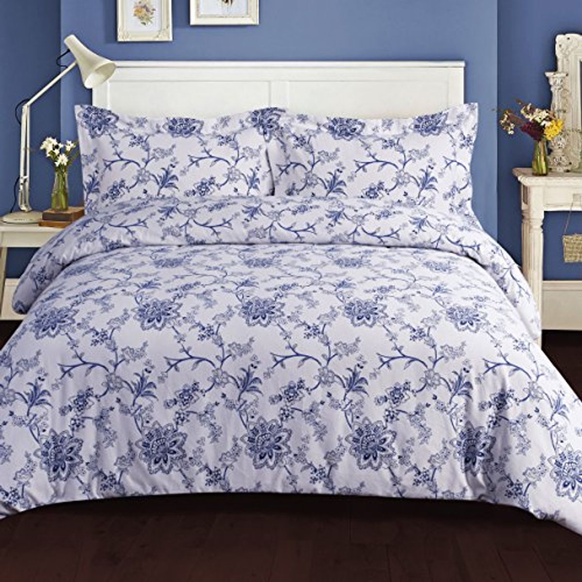 Tribeca Living 200-GSM Floral Printed Duvet Cover Set, Queen, Multicolor (FL200DSQUDB)