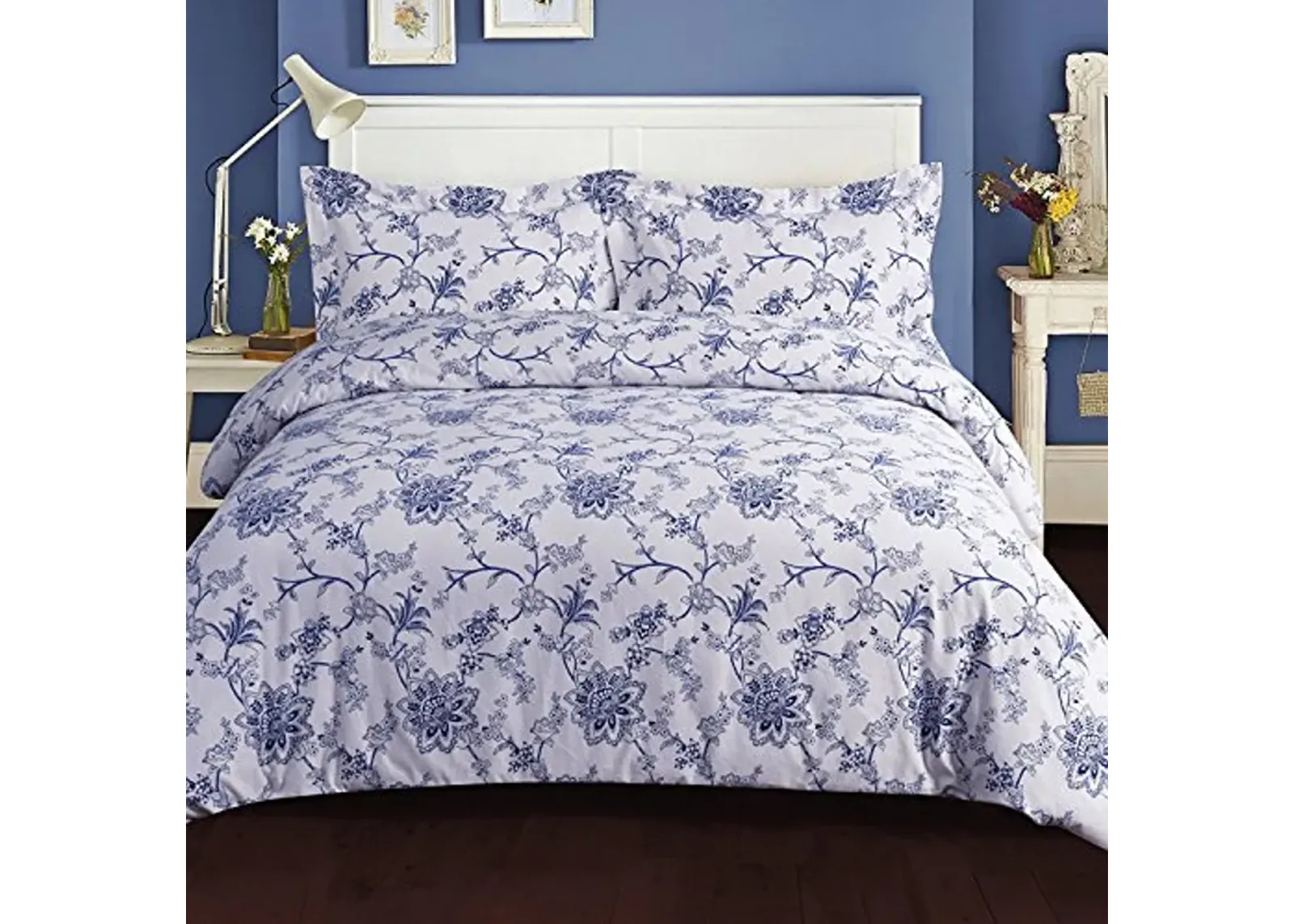 Tribeca Living 200-GSM Floral Printed Duvet Cover Set, Queen, Multicolor (FL200DSQUDB)