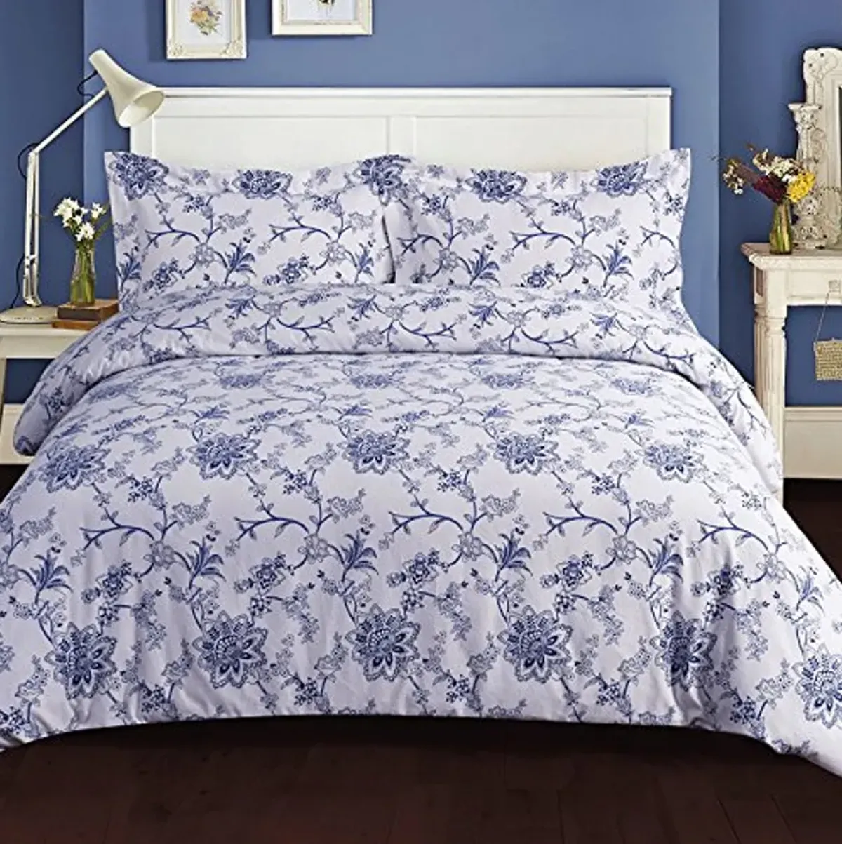 Tribeca Living 200-GSM Floral Printed Duvet Cover Set, Queen, Multicolor (FL200DSQUDB)