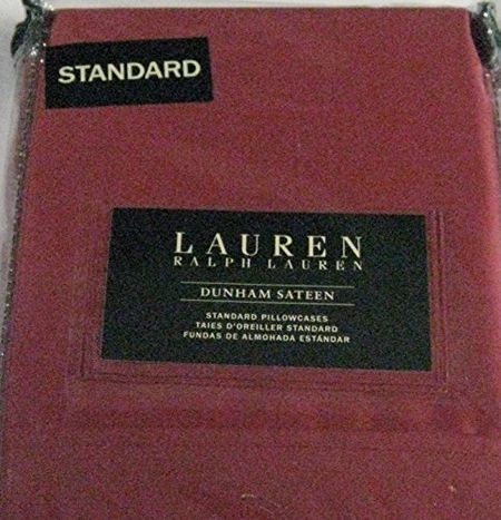Ralph Lauren Dunham Sateen 300 Thread Count Standard Pillowcases 1005 Cotton Red Salte