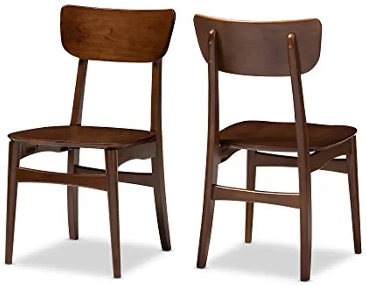 Baxton Studio Set of 2 Netherlands Mid-Century Modern Scandinavian Style Dark Walnut Bentwood Dining Side Chairs