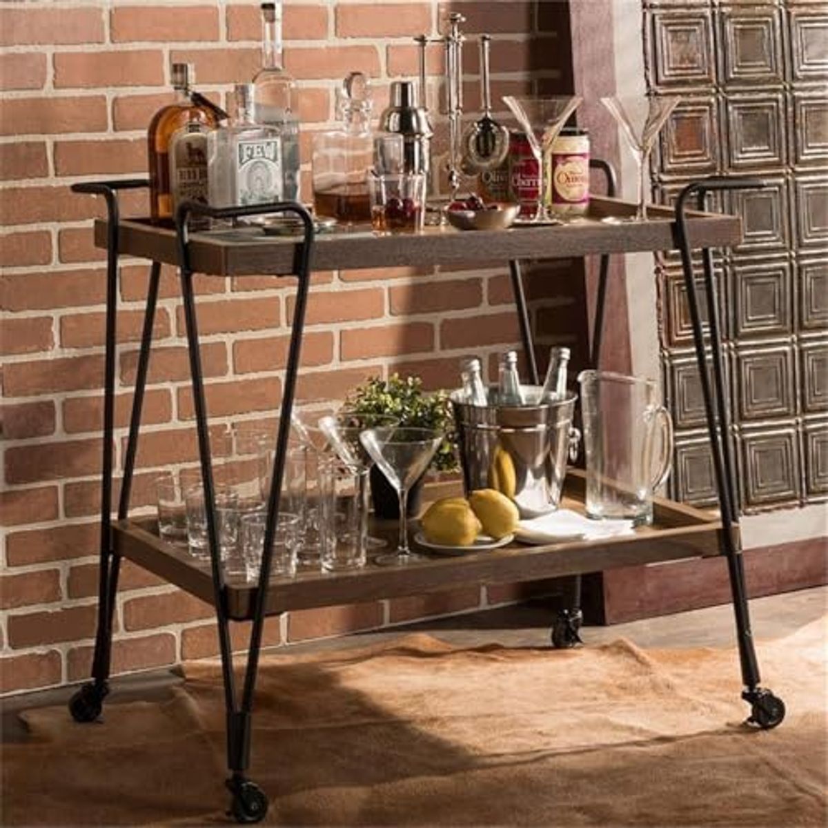 Baxton Studio YLX-9040 Serving-carts, 21" L x 33.5" W x 33" H, Black