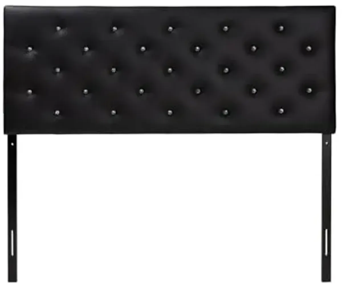 Baxton Studio Viviana Modern & Contemporary Faux Leather Upholstered Button Tufted Headboard, Queen, Black