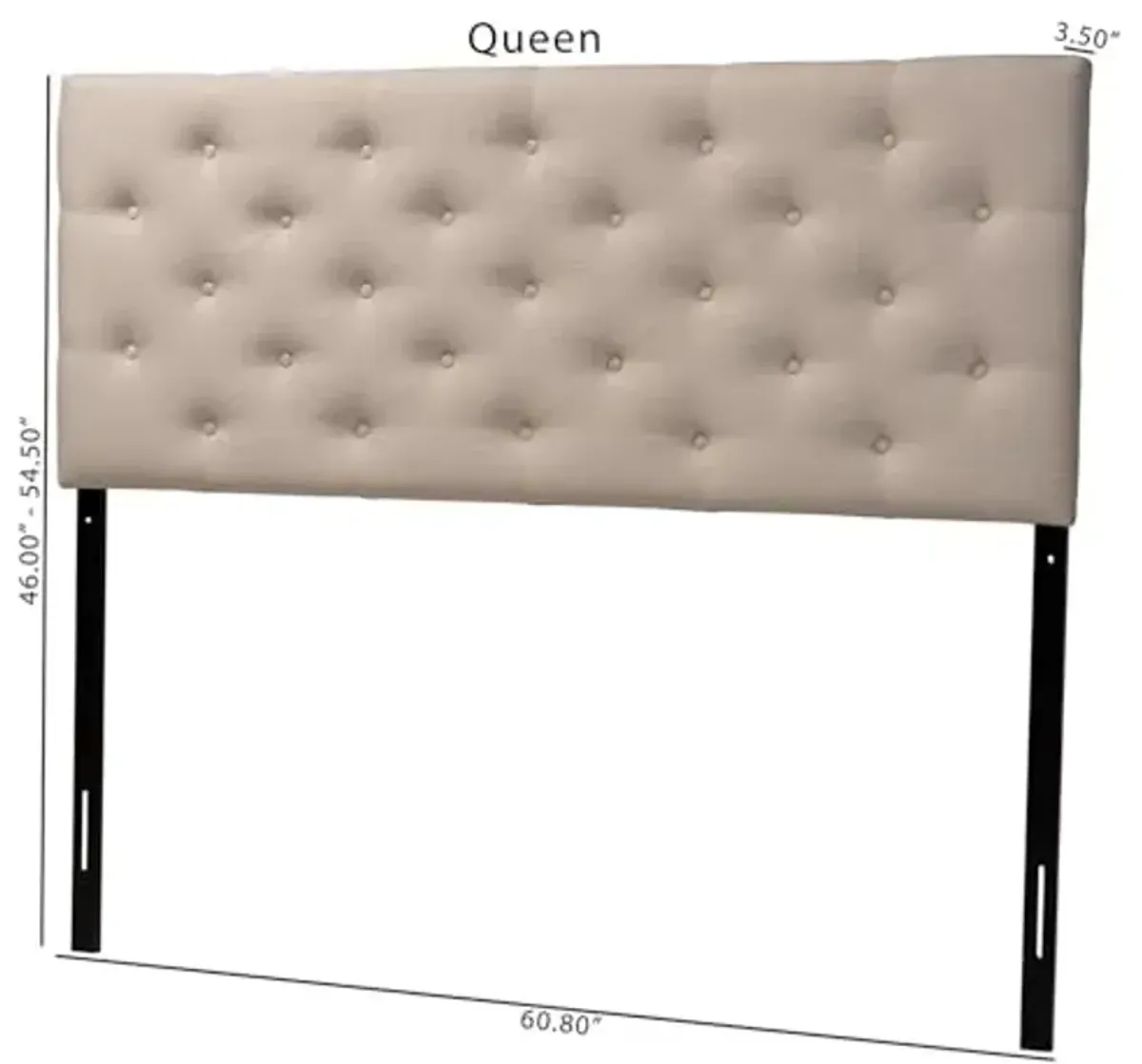 Baxton Studio Viviana Modern & Contemporary Fabric Upholstered Button Tufted Headboard, Queen, Light Beige