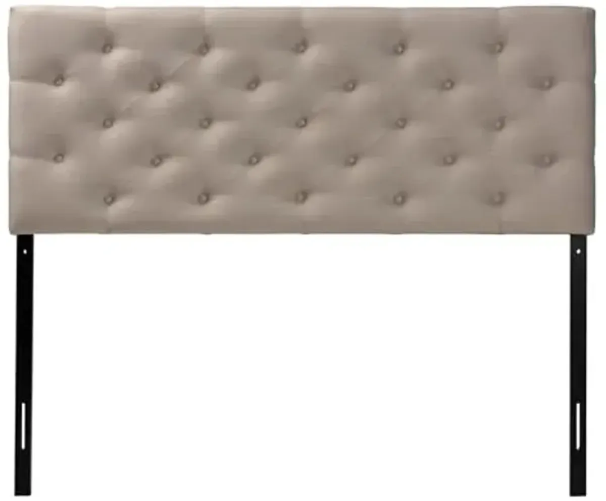 Baxton Studio Viviana Modern & Contemporary Fabric Upholstered Button Tufted Headboard, Queen, Light Beige
