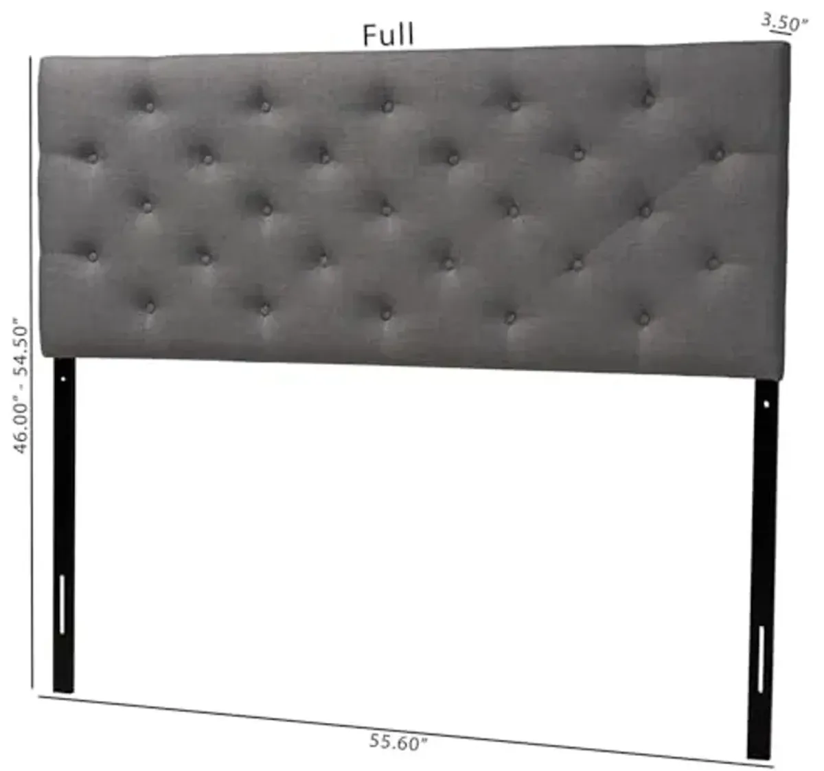Baxton Studio Viviana Modern & Contemporary Fabric Upholstered Button Tufted Headboard, Queen, Grey