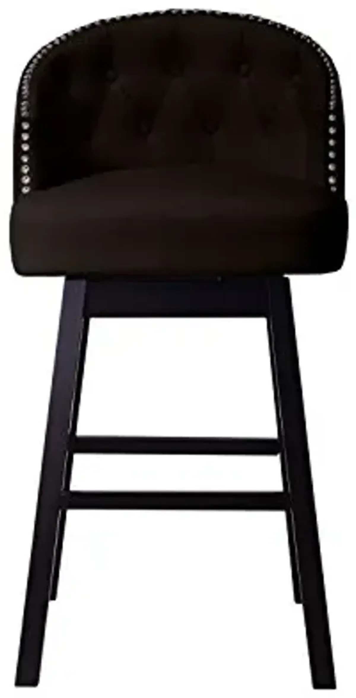 Baxton Studio Avril Modern and Contemporary Brown Faux Leather Tufted Swivel Barstool with Nail heads Trim