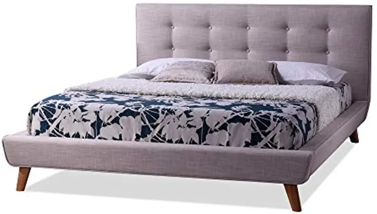 Baxton Studio Jonesy Platform Bed, Full, Beige