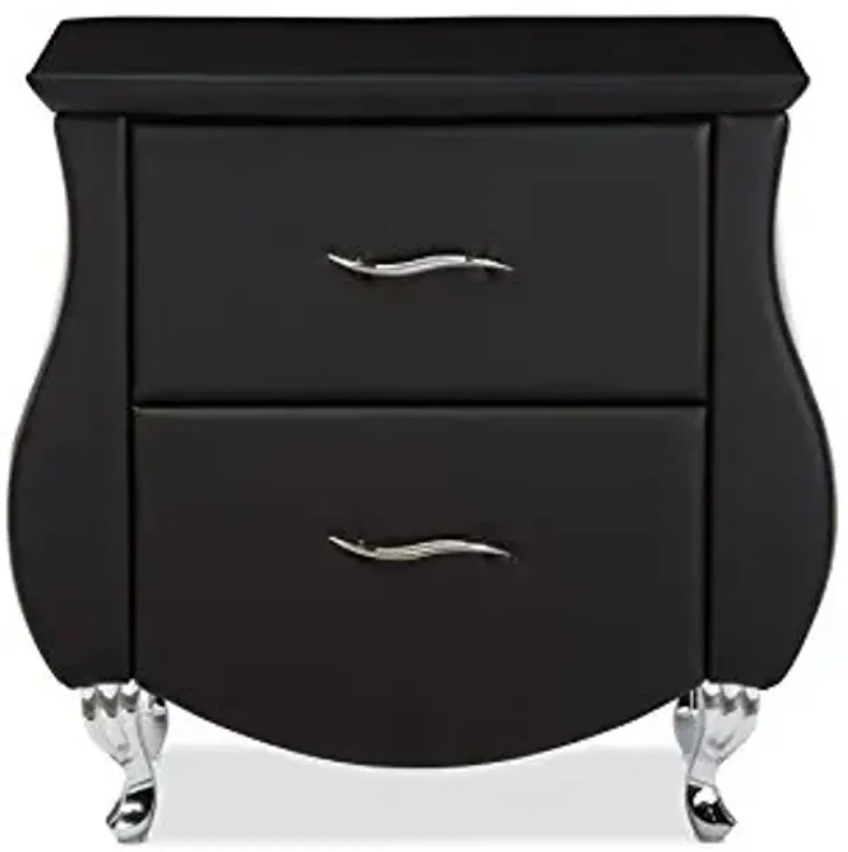 Baxton Studio Erin Modern & Contemporary Faux Leather Upholstered Nightstand, Medium, Black