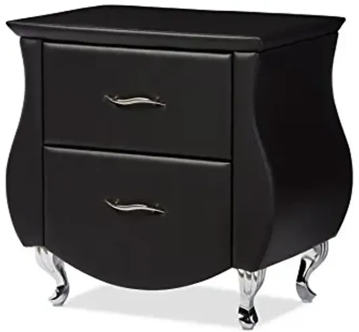 Baxton Studio Erin Modern & Contemporary Faux Leather Upholstered Nightstand, Medium, Black