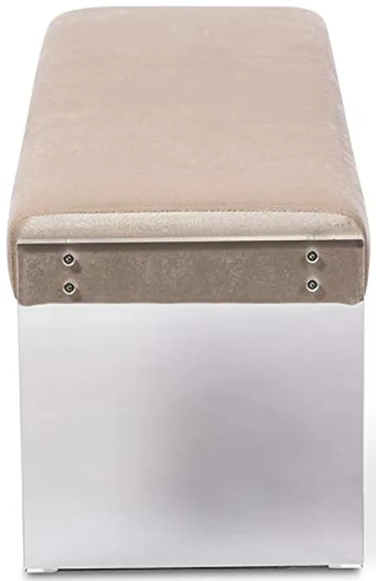 Baxton Studio Hildon Modern and Contemporary Microsuede Fabric Upholstered Luxe Bench with Paneled Acrylic Legs, Beige