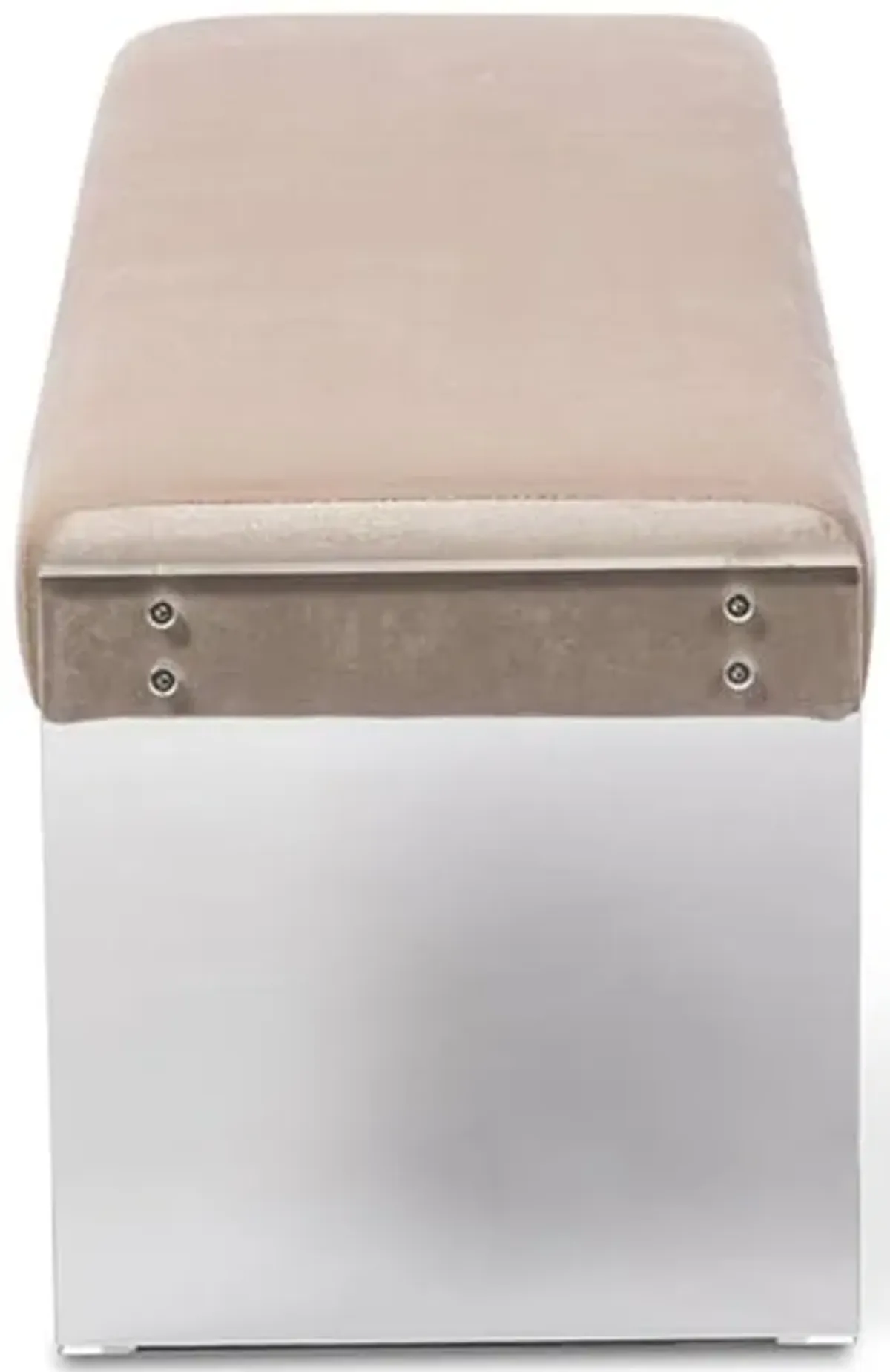 Baxton Studio Hildon Modern and Contemporary Microsuede Fabric Upholstered Luxe Bench with Paneled Acrylic Legs, Beige