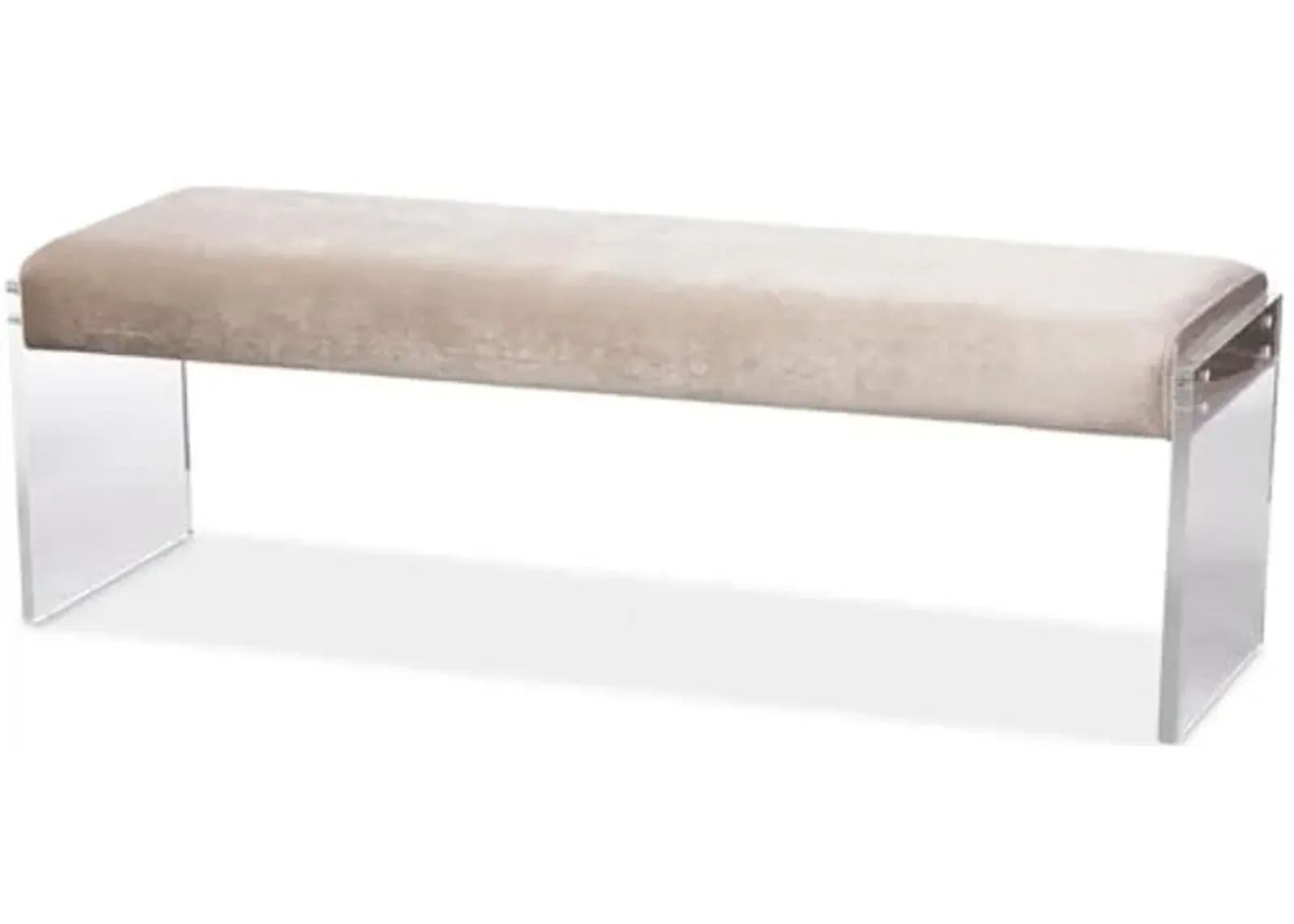 Baxton Studio Hildon Modern and Contemporary Microsuede Fabric Upholstered Luxe Bench with Paneled Acrylic Legs, Beige