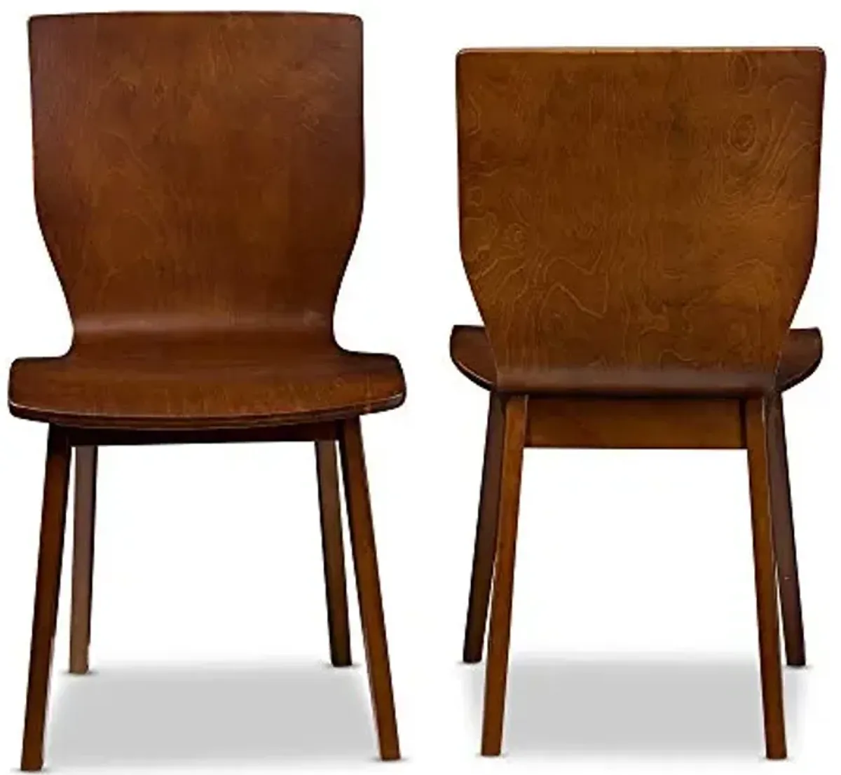 Baxton Studio Elsa Dining Chair Scandinavian Style Dark Walnut Bent Wood Dining Chair