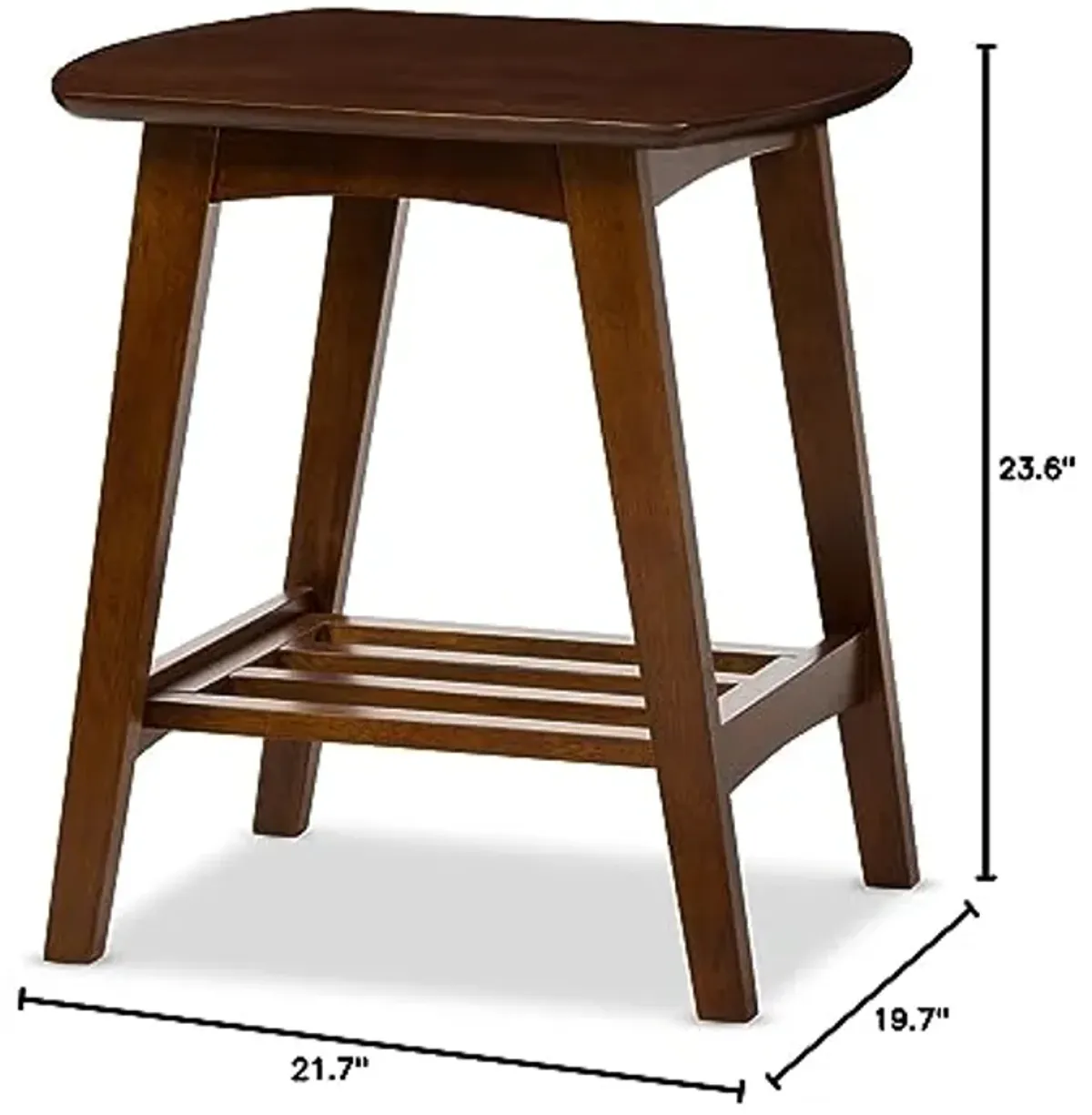 Baxton Studio Sacramento Mid-Century Modern Scandinavian Style End Table, Dark Walnut