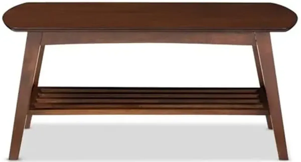 Baxton Studio Sacramento Mid-Century Modern Scandinavian Style Coffee Table, Dark Walnut