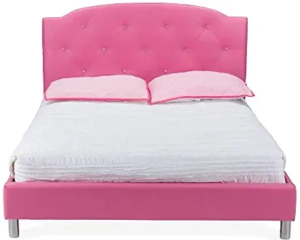 Baxton Studio Canterbury Modern and Contemporary Hot Pink Faux Leather Queen Size Platform Bed